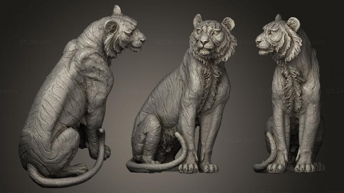 Статуэтки животных (Золотой тигр, STKJ_0302) 3D модель для ЧПУ станка